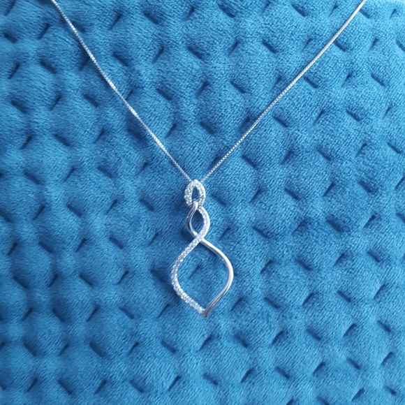 Sterling silver diamond necklace and earring set - Picture 4 of 8